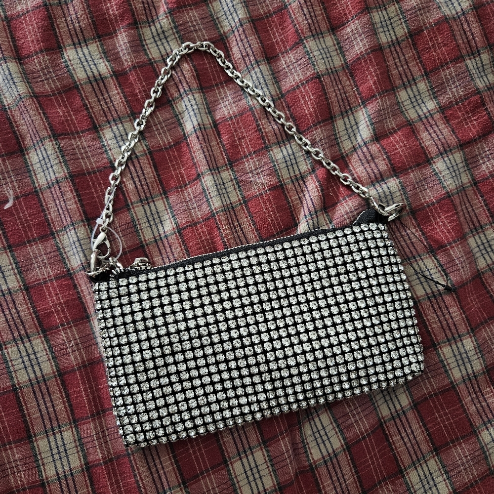 Forever 21 All-Over Rhinestone Bedazzled Clutch/Crossbody Purse